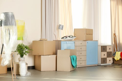 Student removals in Wimbledon with boxes and moving van